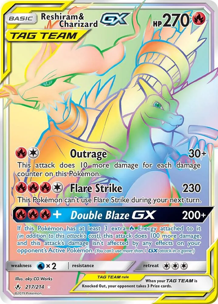 Reshiram & Charizard GX (Secret) Holofoil card
