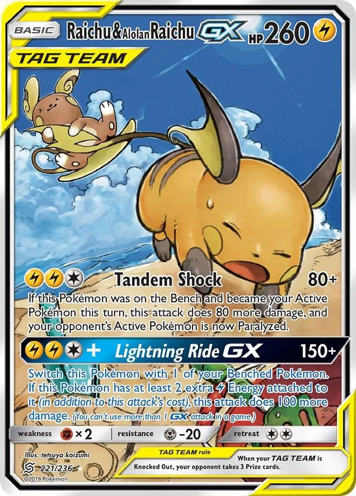 Raichu & Alolan Raichu GX (Alternate Full Art) Holofoil card