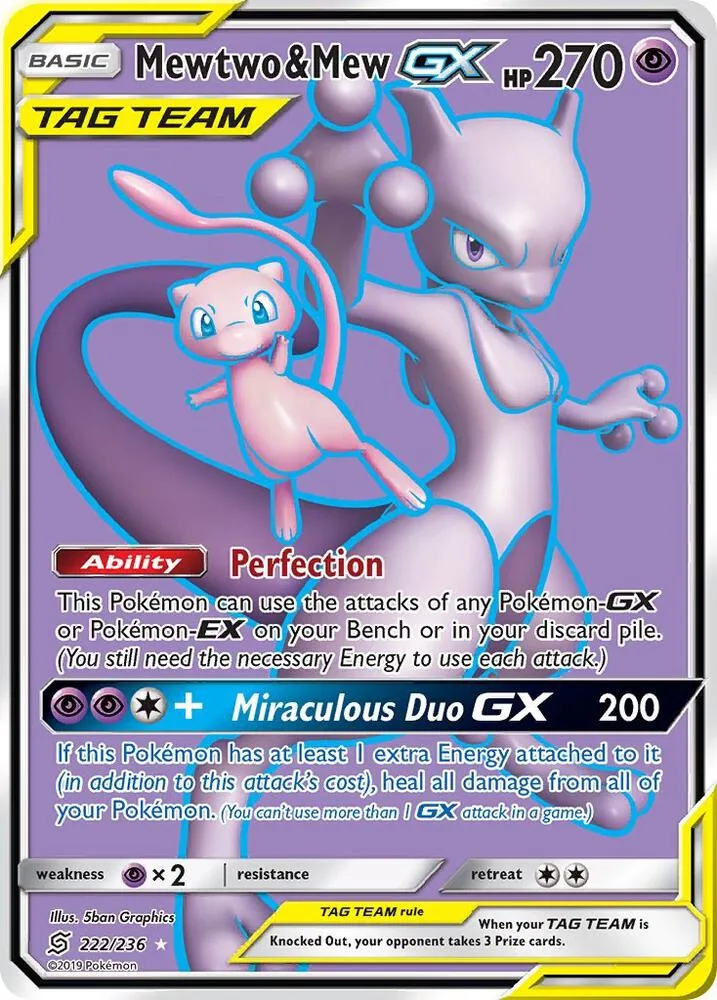 Mewtwo & Mew GX (Full Art) Holofoil card