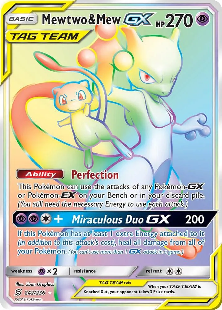 Mewtwo & Mew GX (Secret) Holofoil card