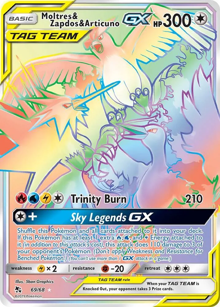 Moltres & Zapdos & Articuno GX (Secret) Holofoil card