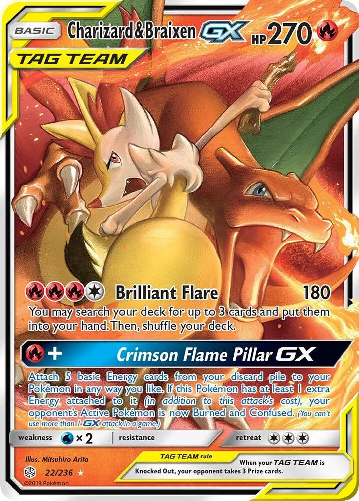 Charizard & Braixen GX card front