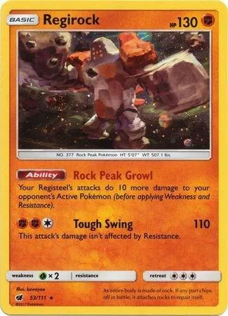 Regirock Cosmos Holo card