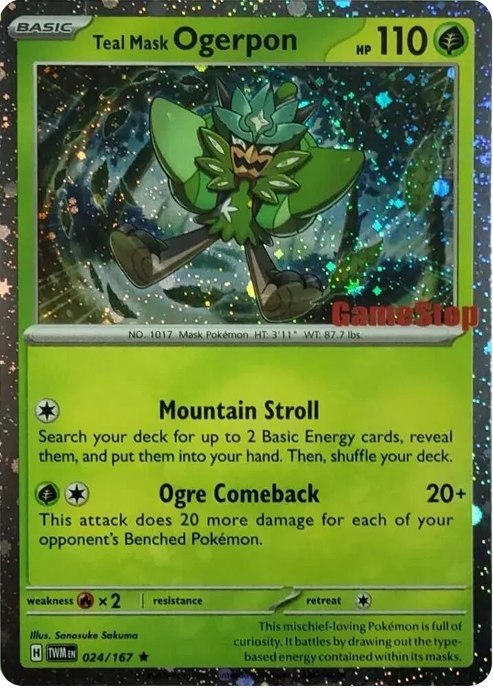 Teal Mask Ogerpon GameStop Cosmos Holo card