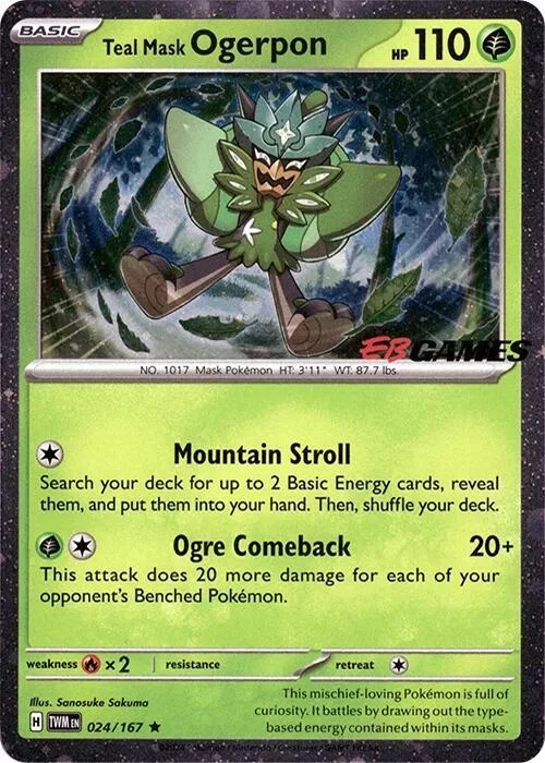 Teal Mask Ogerpon EB Games Cosmos Holo card