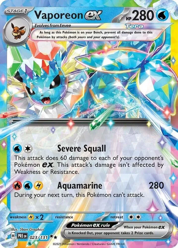 Vaporeon ex card front