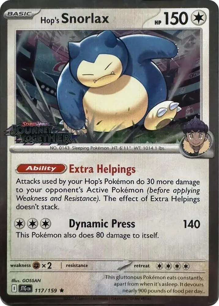 Hop's Snorlax Cosmos Holo card
