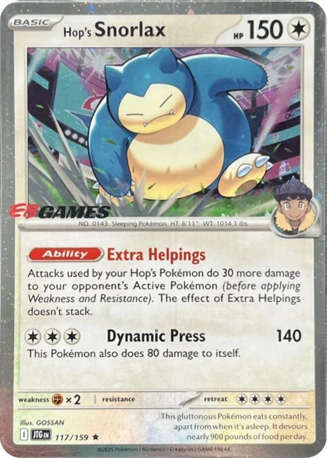 Hop's Snorlax EB Games Cosmos Holo card