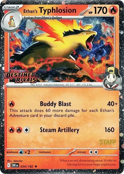 Ethan's Typhlosion Prerelease Staff Stamp card