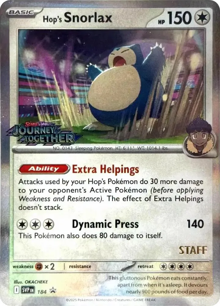 Hop's Snorlax (Prerelease) [Staff] Holofoil card