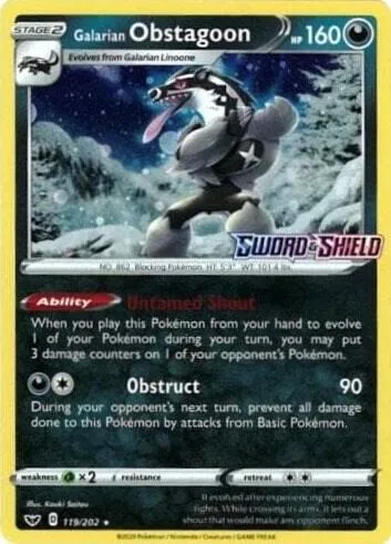 Galarian Obstagoon Cosmos Holo card
