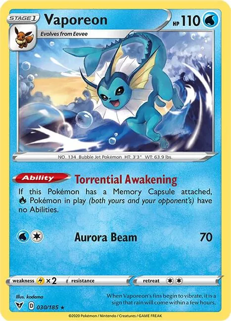 Vaporeon card front