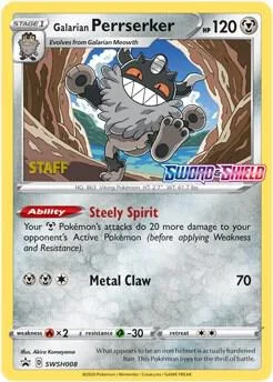Galarian Perrserker (Prerelease) [Staff] card front