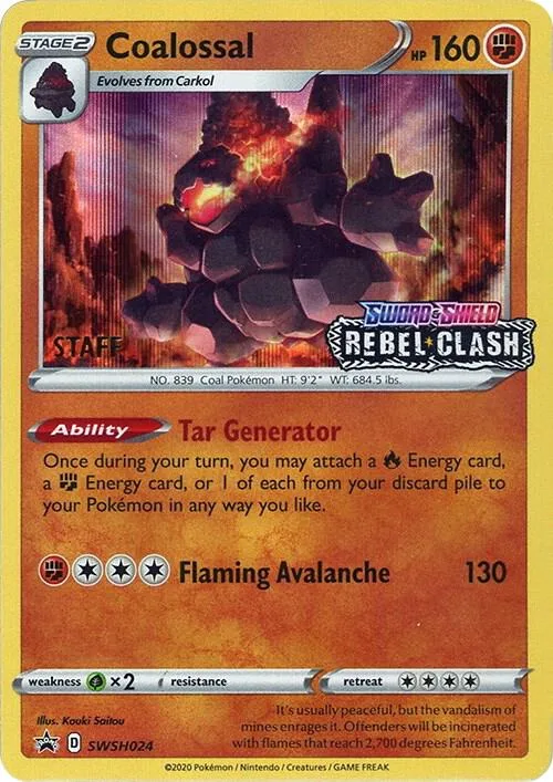 Coalossal (Prerelease) [Staff] card front