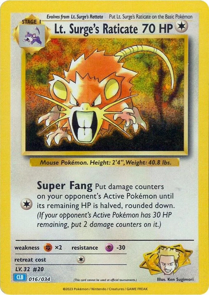 Lt. Surge's Raticate card front