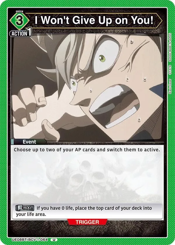 I Won't Give Up on You! card front