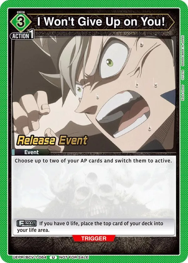 I Won't Give Up on You! card front