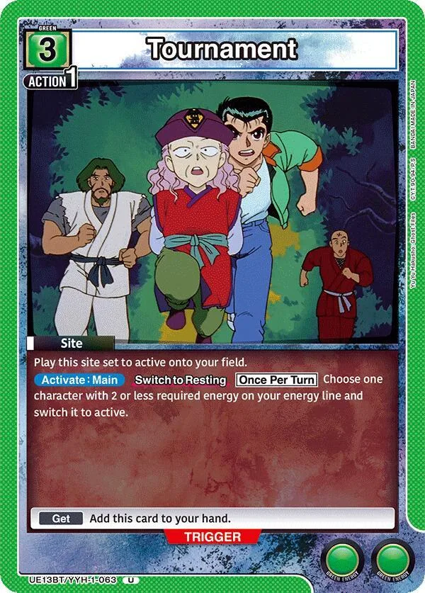 Tournament card front