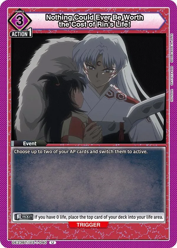 Nothing Could Ever Be Worth the Cost of Rin's Life! card front