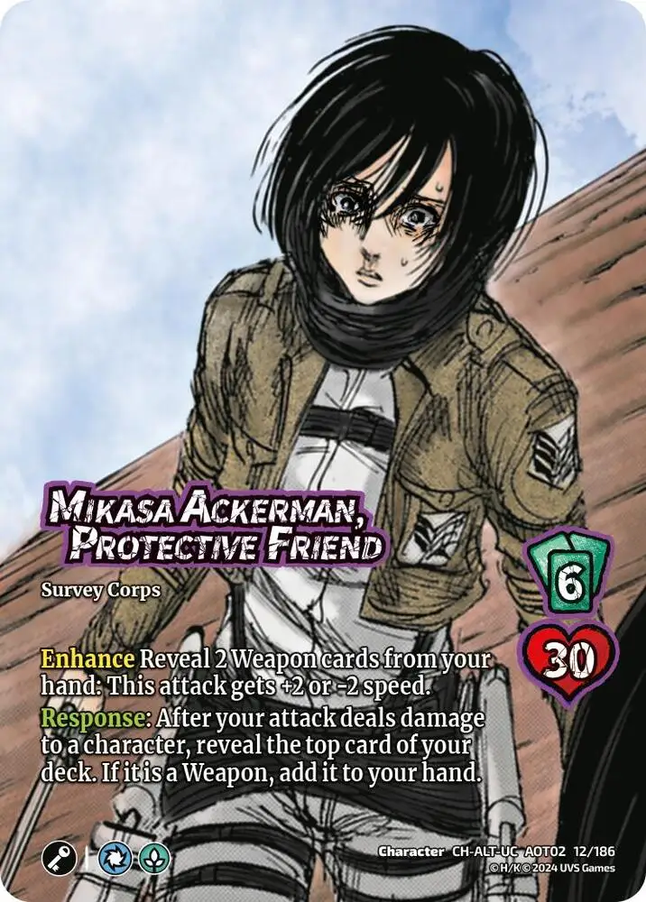 Mikasa Ackerman, Protective Friend (Alternate Art) card front