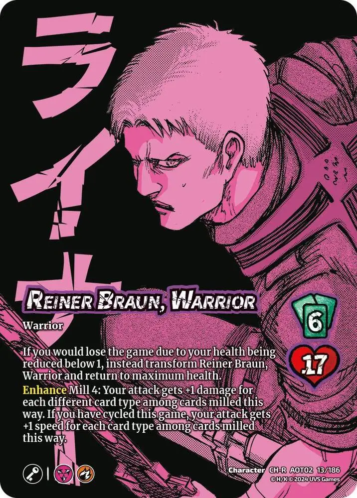 Reiner Braun, Warrior // Reiner, Armored Titan Advancing card front
