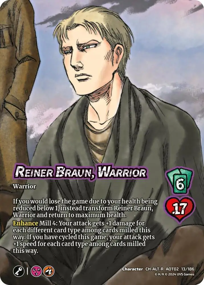 Reiner Braun, Warrior // Reiner, Armored Titan Advancing (Alternate Art) card front