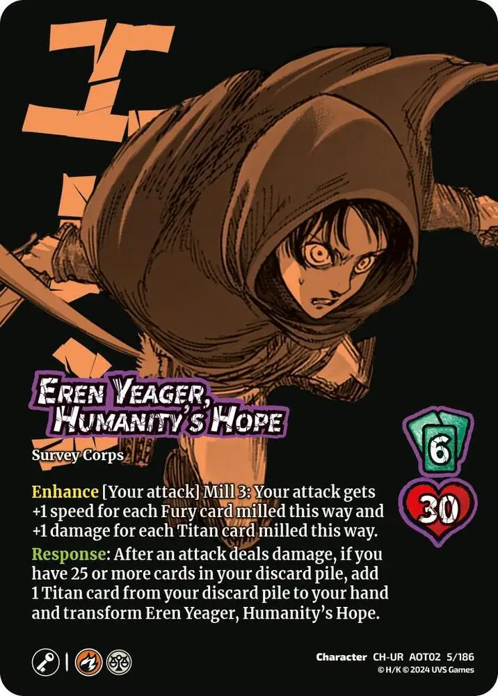 Eren Yeager, Humanity's Hope // Eren, Attack Titan Advancing card front