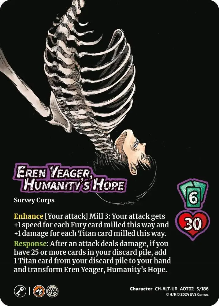 Eren Yeager, Humanity's Hope // Eren, Attack Titan Advancing (Alternate Art) card front