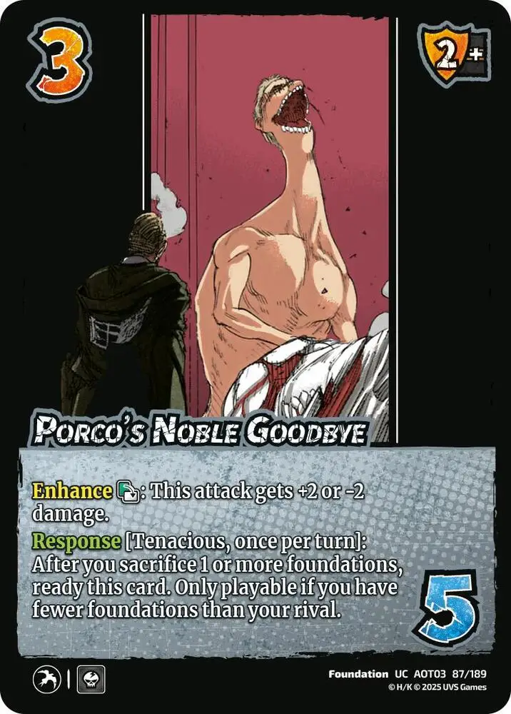 Porco's Noble Goodbye card front