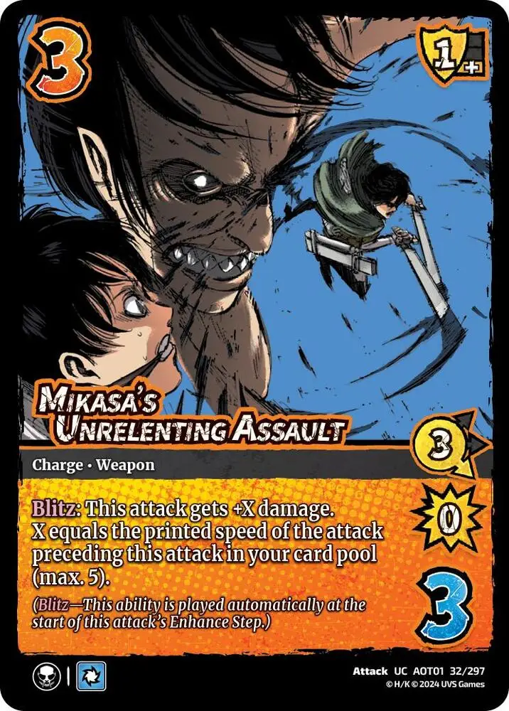 Mikasa's Unrelenting Assault card front