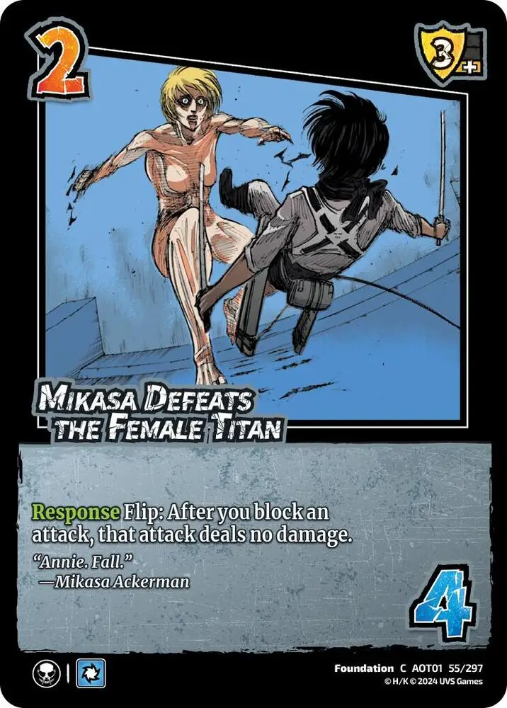Mikasa Defeats the Female Titan card front