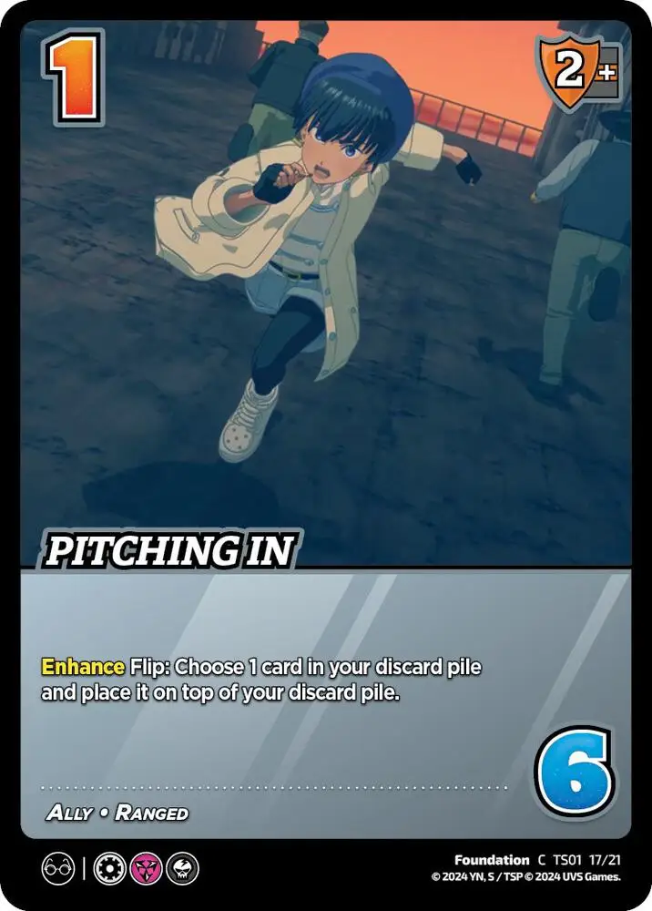 Pitching In card front