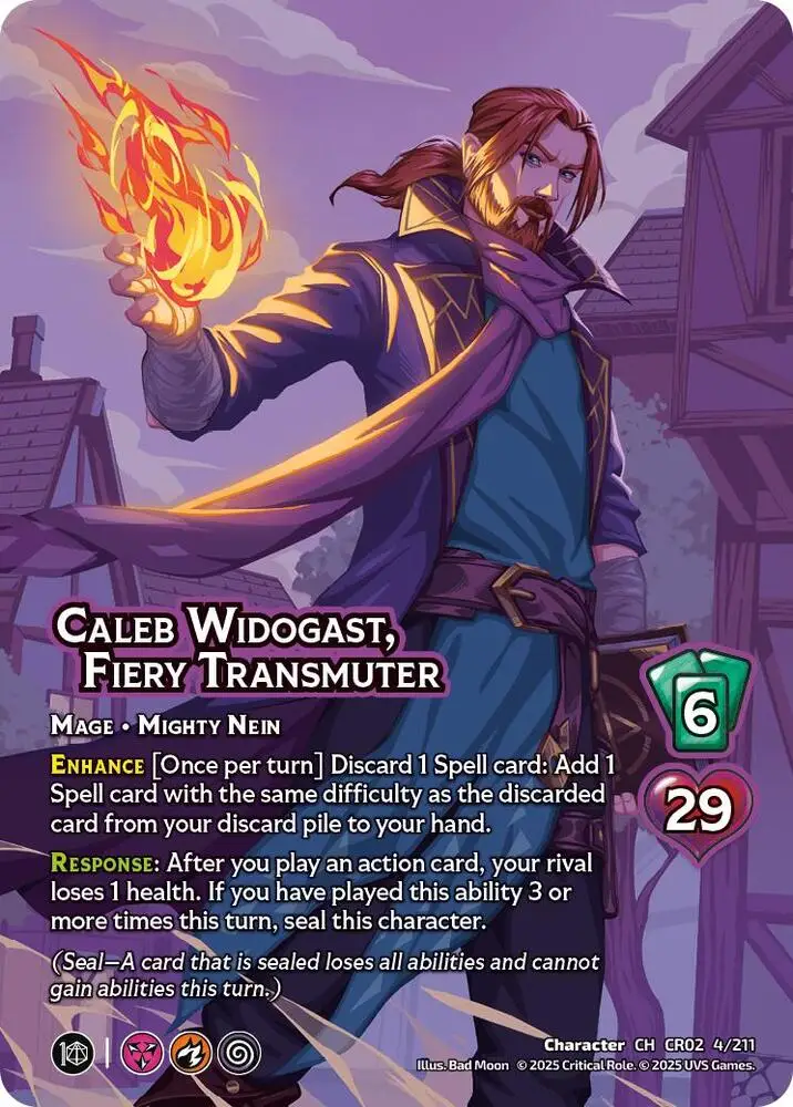 Caleb Widogast, Fiery Transmuter card front