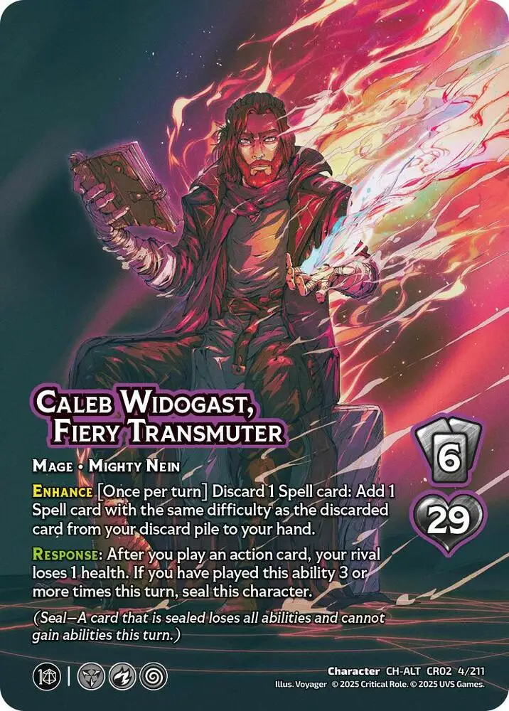 Caleb Widogast, Fiery Transmuter (Alternate Art) card front