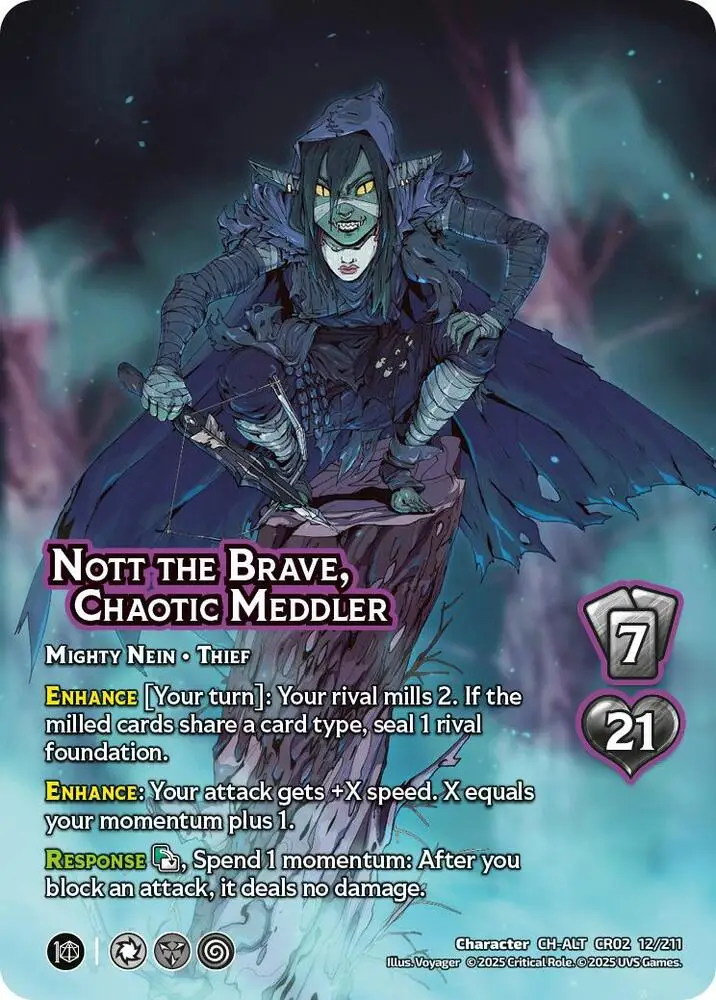 Nott the Brave, Chaotic Meddler (Alternate Art) card front
