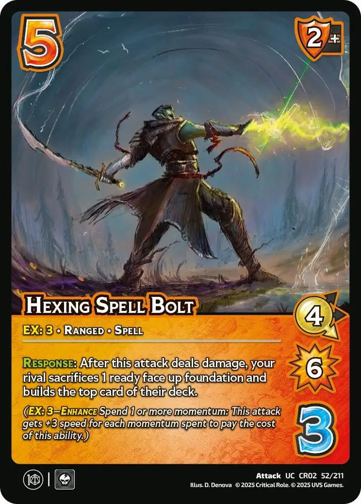 Hexing Spell Bolt card front