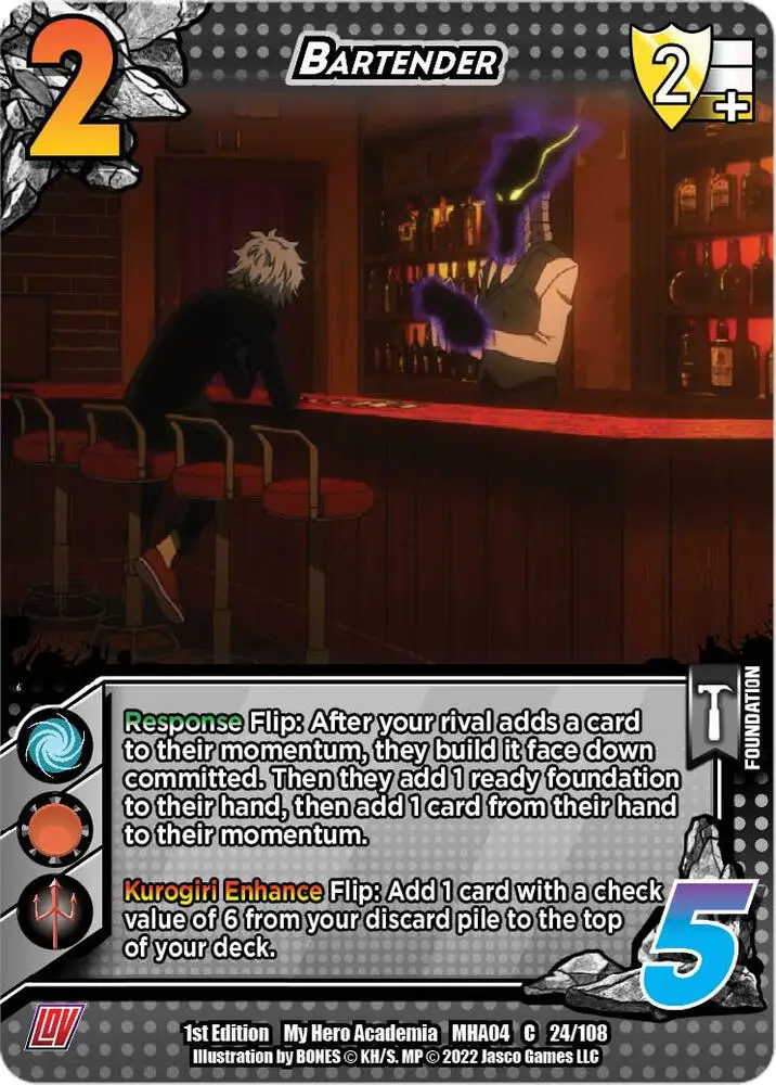 Bartender card front