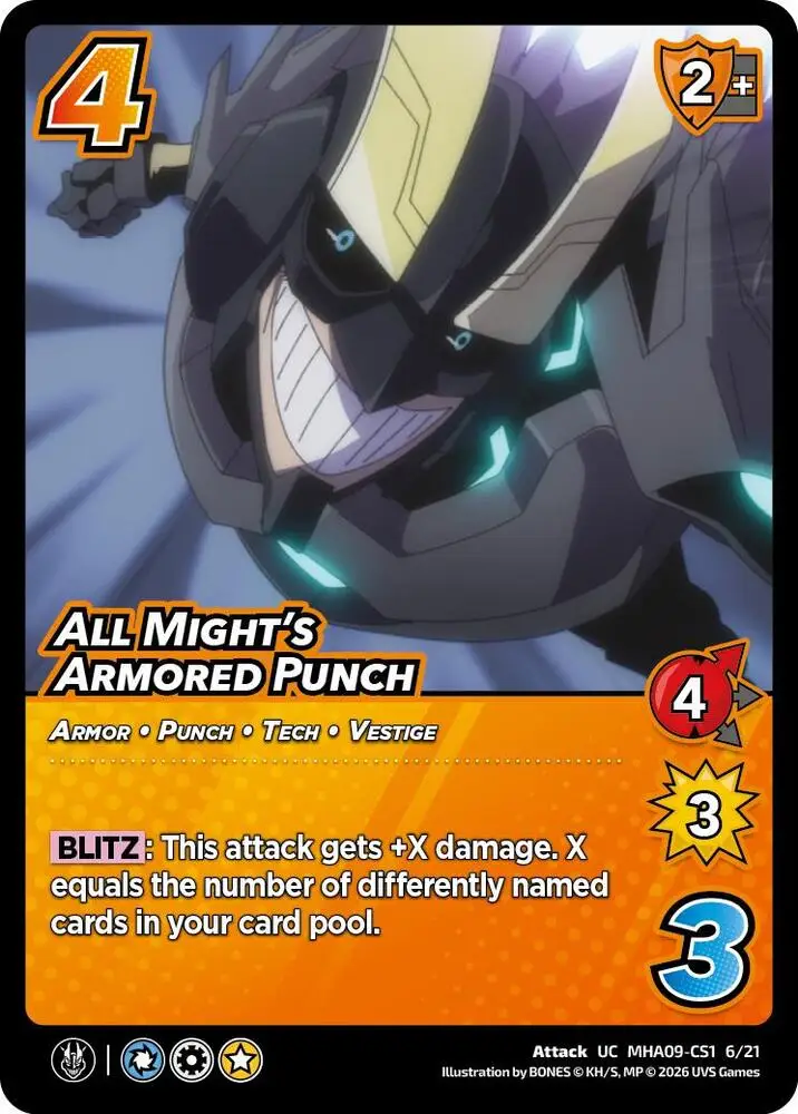 All Might's Armored Punch card front