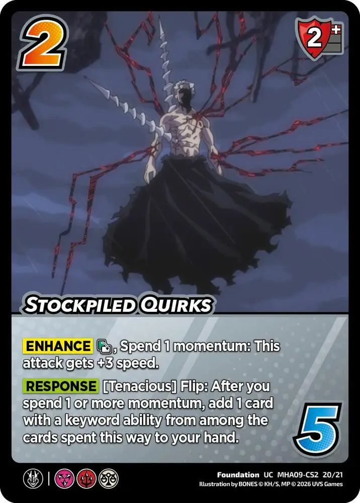 Stockpiled Quirks card front