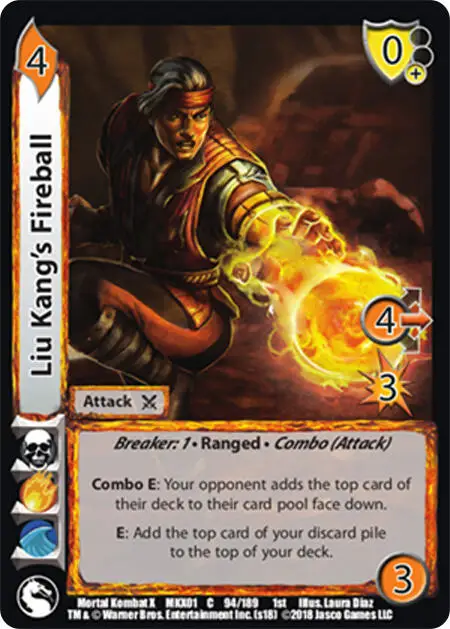 Liu Kang's Fireball card front