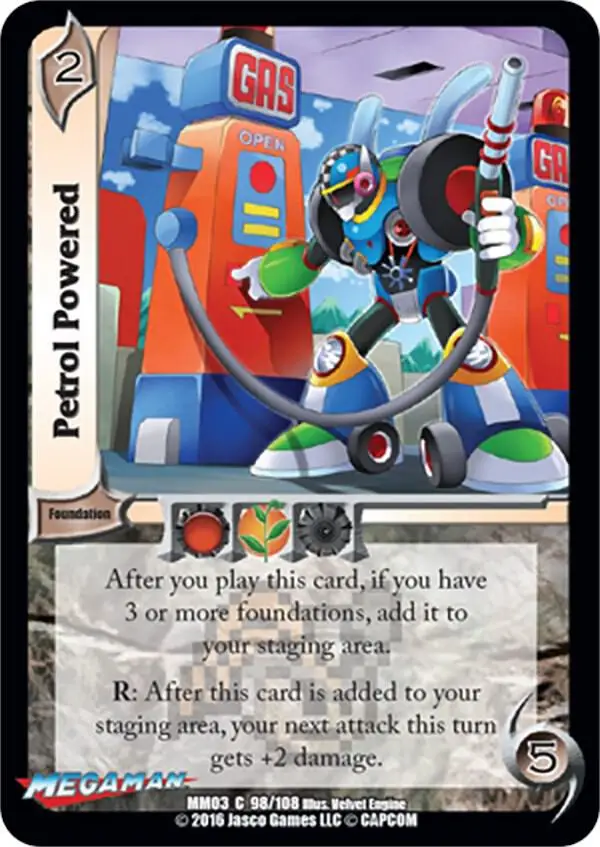 Petrol Powered card front
