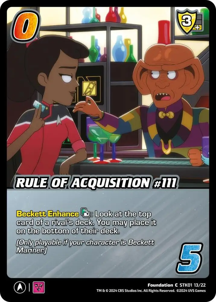 Rule of Acquisition #111 card front
