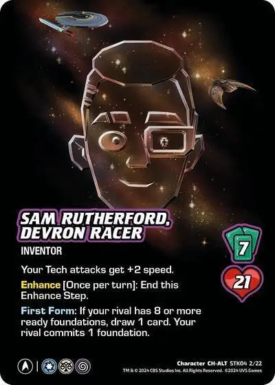 Sam Rutherford, Devron Racer (Alternate Art) card front