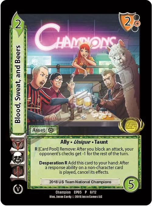 Blood, Sweat, and Beers (Champion Batch V Promo) card front