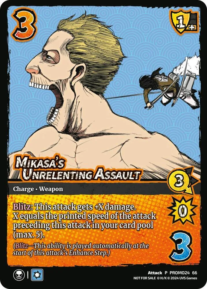 Mikasa's Unrelenting Assault card front