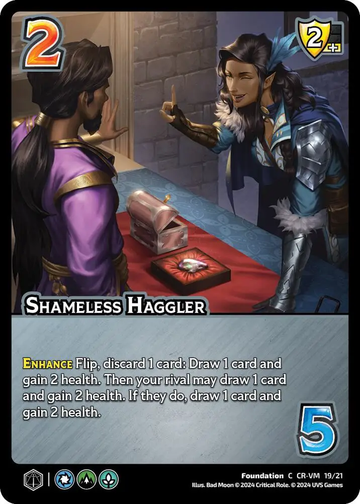 Shameless Haggler card front