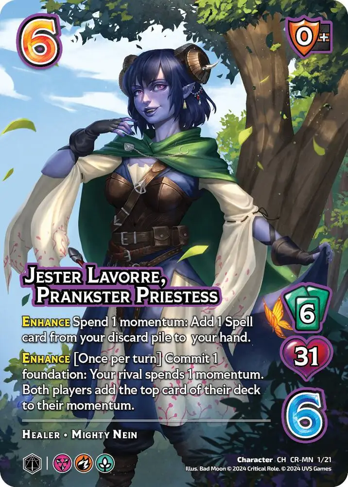 Jester Lavorre, Prankster Priestess card front