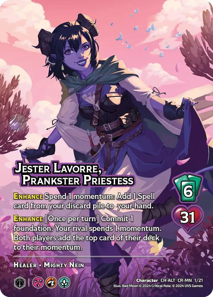 Jester Lavorre, Prankster Priestess (Alternate Art) card front