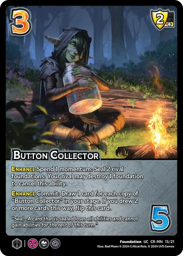 Button Collector card front
